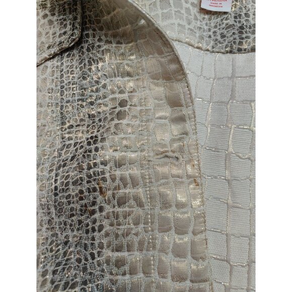 Ruby Rd. Womens Metallic Croc-Embossed Jacket Size 16 Button-Front Long Sleeve - Picture 5 of 7